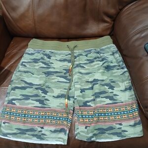 Top Drawer Camouflage Patterned Shorts with Southwest Accents,drawstring Size S